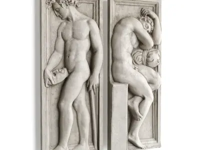 Athletes relief wall panel  3D model