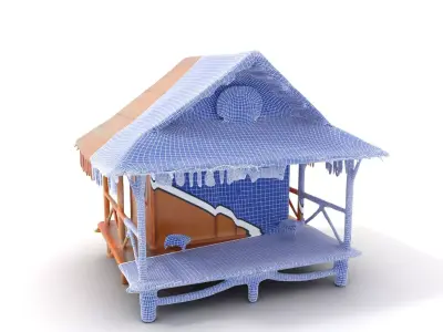 Tropical Bamboo Bungalow model pack Low-poly 3D model