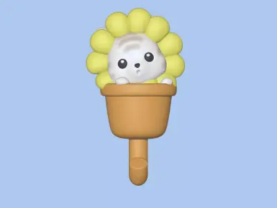 A cute Cat flower key holder for decoration 3D print model