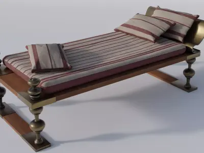 Roman bed - Triclinium - Lectus cubicularis Low-poly 3D model