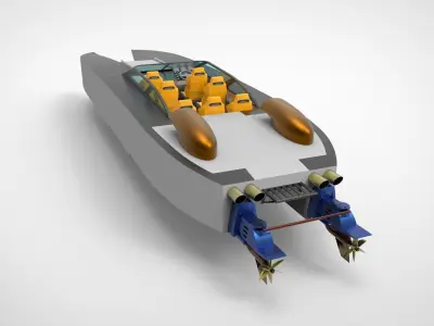 catamaran speed boat Low-poly 3D model
