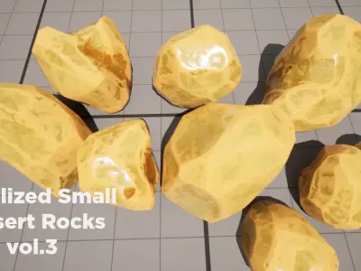 Stylized Small-Size Desert Rocks Set vol 03 Low-poly 3D model