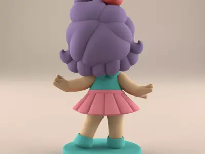 Cute Cherry Girl 3D Print Model Happy STL File 3D print model