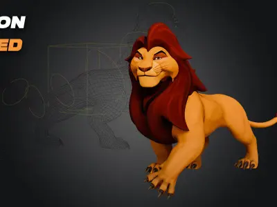 Lion Prime Rigged with Multiple texture set and AR Low-poly 3D model