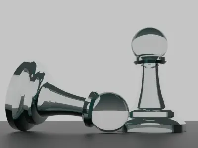 Low poly glass chess pawn Low-poly 3D model