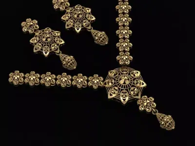 Beautiful Arabic Locket Sets with Chains 3D print model purchase
