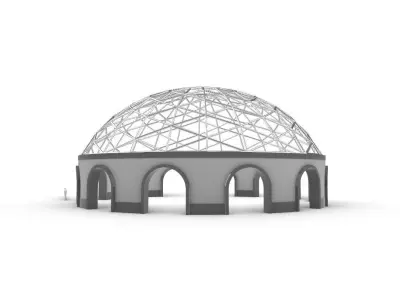 Triangulated Dome Pavilion wireframe structure 3D model