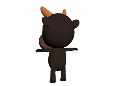 Cartoon Bull Character Low-poly 3D model