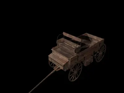 Old Wagon Low-poly 3D model