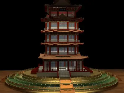Chinese ancient house 3D model 39