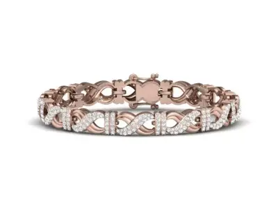 Bracelet rose gold with diamonds 3D print model