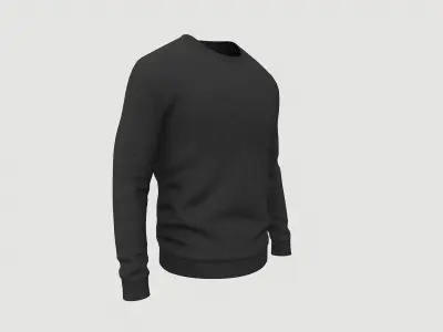 Sweater Full Sleeves Black Low-poly 3D model