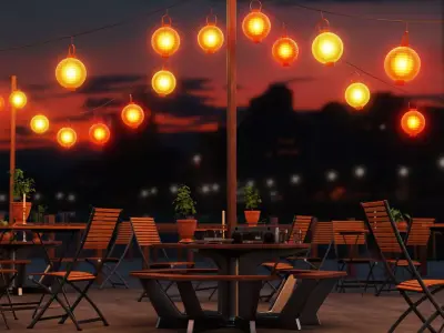 Hanging Paper Lanterns-Geometry Nodes 3D model