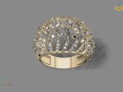 STL 3DM Print Ready Women Diamond Ring Lightweight Printable  3D print model 165