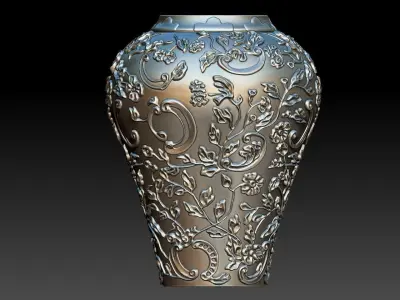 flower and leaf pattern vase 3D print model