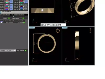 Band 3dm Render Details gold ring with ruby stone 3D print model