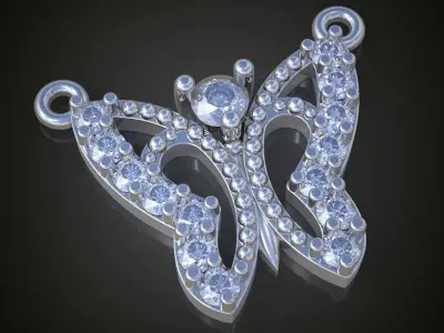 Butterfly Pendant  3D 0052 printable model 3D print model