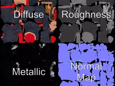 Ninja Character Model Pack with Red Accents Low-poly 3D model