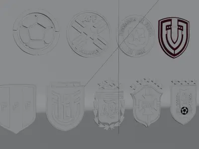 3D soccer logos from South America 3D model