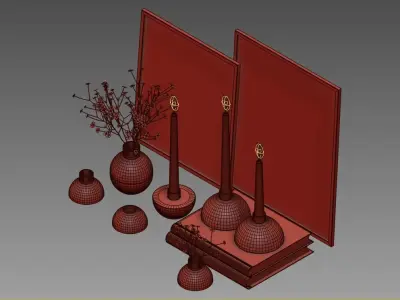 set1252 chinese vase set 3D model