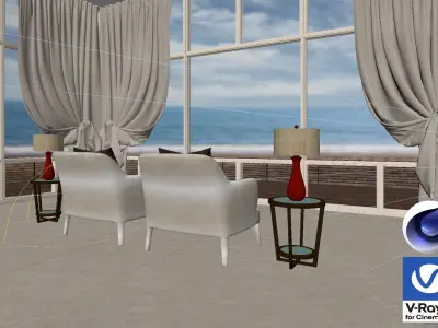 Living Room 11 - Vray6 - C4D 3D model