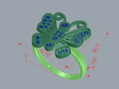 Butterfly Ring      100 PERCENT  GUARANTEE CAN BE PRINTED 3D print model
