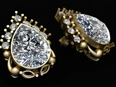 PEAR SHAPE DIAMOND EARRING 3D PRINTABLE MODEL 3D print model