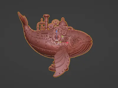Steamwhale Steampunk Whale Sculpture 3D print model
