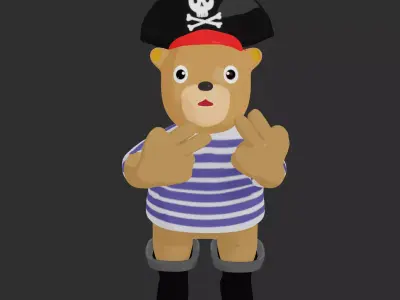Pirate Bear  Low-poly 3D model