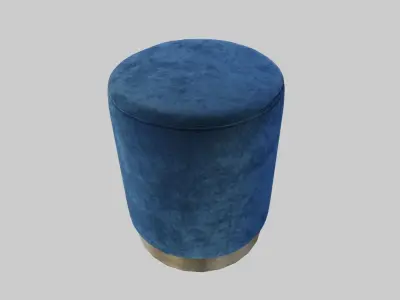 Velvet Pouf Blue Low-poly 3D model