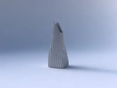 Vase top bent rectangle with bent extruded pattern 3D print model