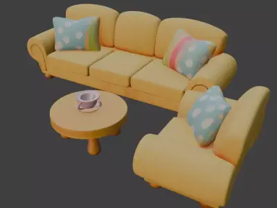Cartoon sofa set 3D model