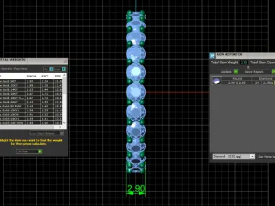 U Shaped Eternity Ring 2 point 9 mm stone size swiss 19 and EU59 3D print model