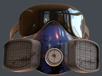 Gas mask helmet 3d model scifi Low-poly  Low-poly 3D model