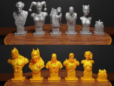 Batman Versus Joker Figure Chess Set Suicide Squad Character 3D print model