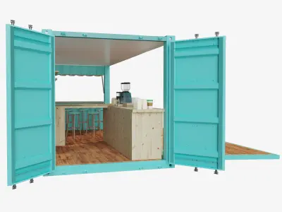 V2 Mobile shipping container restaurant Container Cafe 3D model