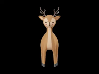  character Cartoon Deer 3D model
