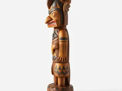 Totem Pole Model Pack with Tribal Details Low-poly 3D model