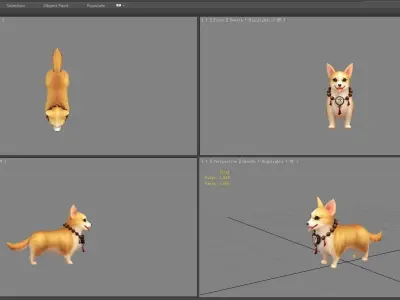 Cartoon Dachshund - Yellow puppy dog Low-poly 3D model
