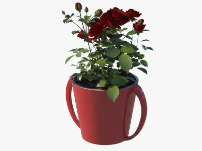 Red Rose Pot 3D model