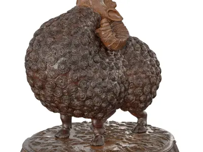 Wooden Sheep Statue - Rustic Animal Sculpture 3D Model 3D model