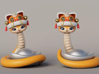 Rigged Cartoon Snake 3D model