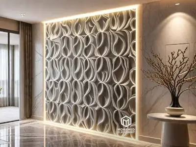 modern panel wall decor set wall relief mural CNC 77  3D model