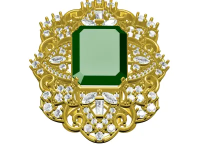 Unique Large Top Art Deco Ring 3D print model