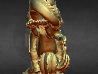 gnome ridding lizzard garden decoration 3D print model