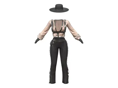 Decorated Pants Top Hat Gloves Punk Outfit Low-poly 3D model