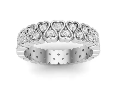 AV 452 White Diamond Heart Shape Eternity Band 3D print model