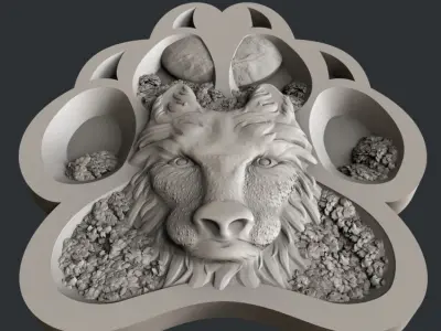 3d STL models for CNC router and 3d printer wolf 3D model