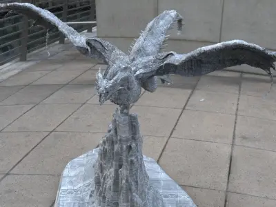 Dark Dragon Killgharrah with Cliff Model stand 3D model