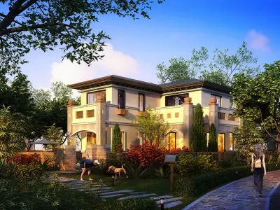 3D model of 2022 luxury fashion villa exterior 25 3D model